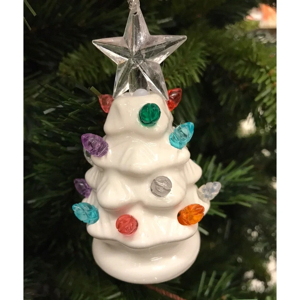 White LED Light Up Christmas Tree Ornament - Christmas Tree Nostalgic‎ NEW